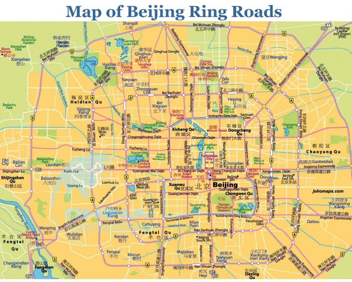 Pequim anel rodoviário mapa