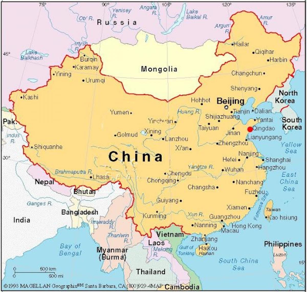 mapa da capital da China