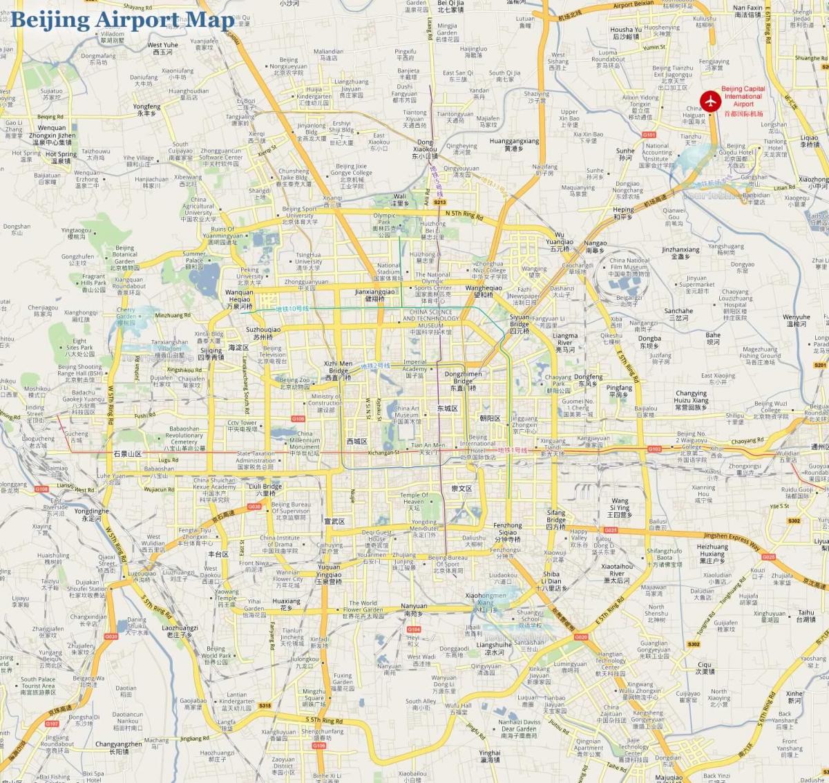 Pequim capital aeroporto mapa