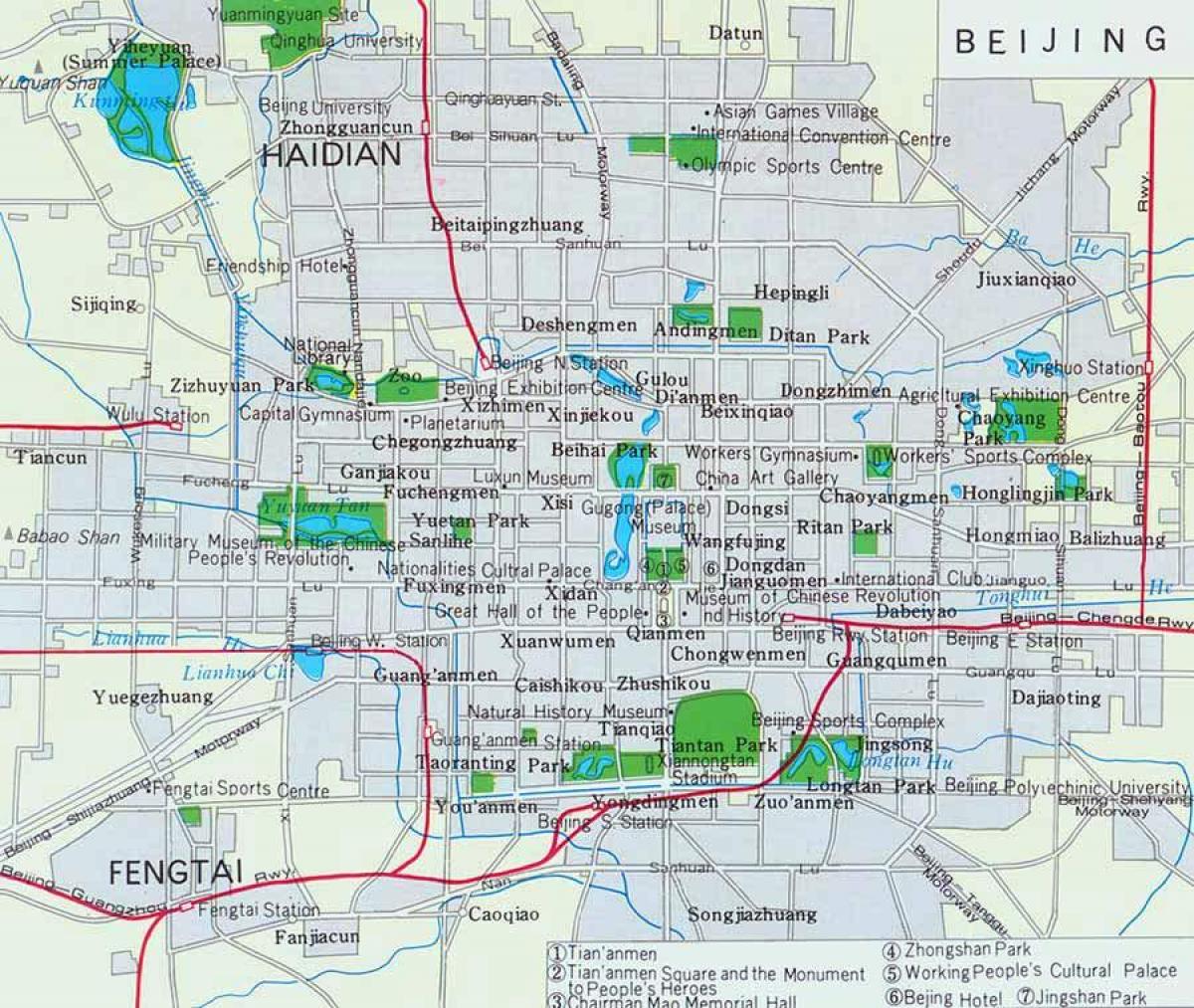 Mapa do centro da cidade de pequim