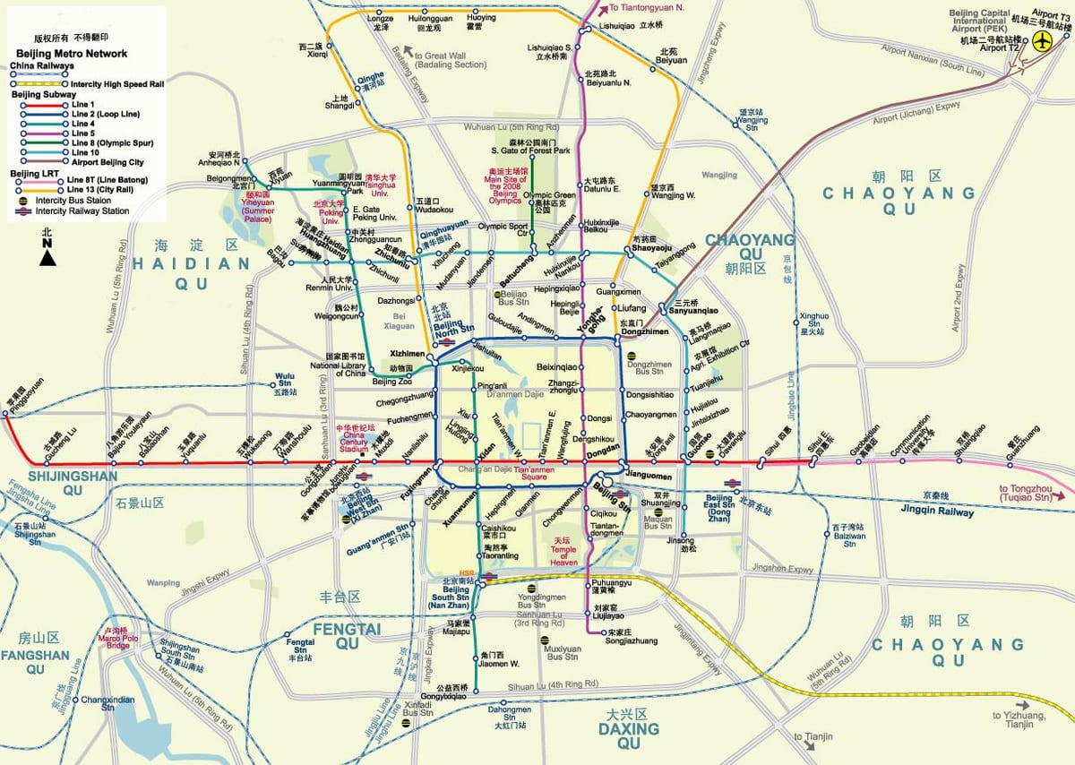 Mapa do metrô de pequim