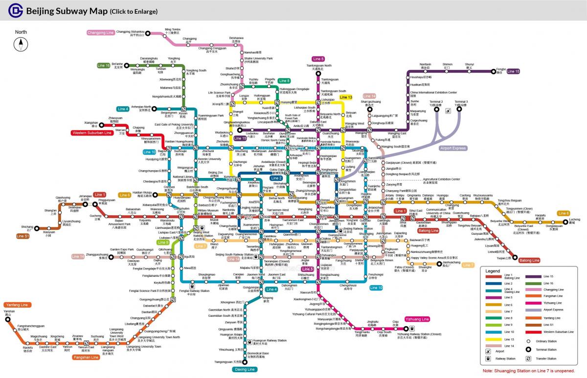 Pequim mapa do metropolitano de 2016