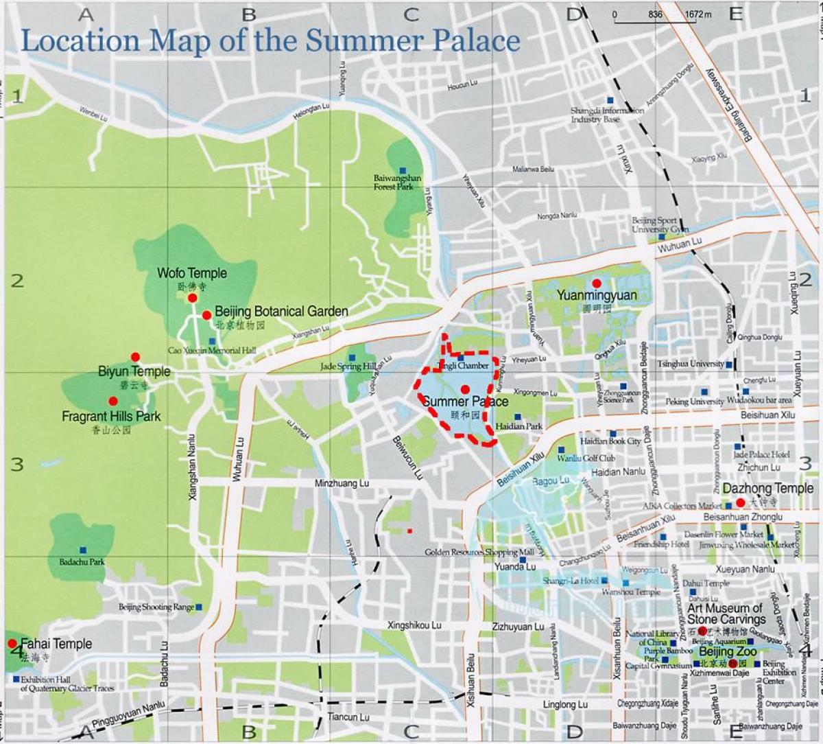 mapa do palácio de verão de Pequim