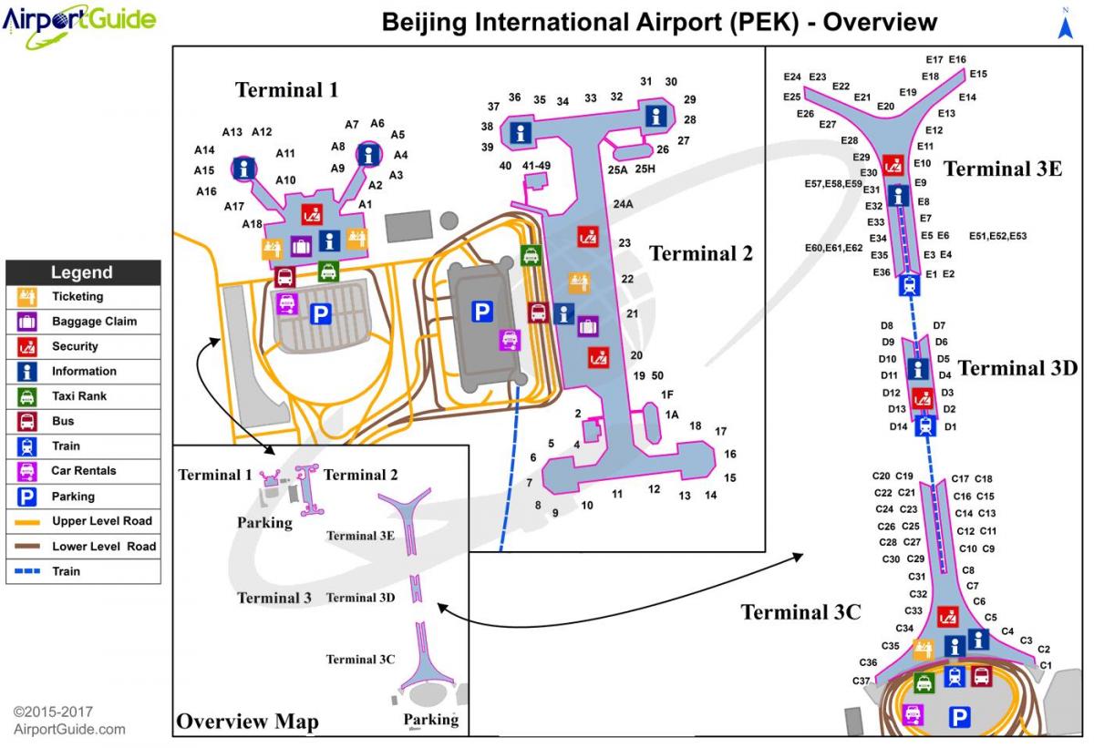 Pequim, terminal 3 do aeroporto internacional mapa