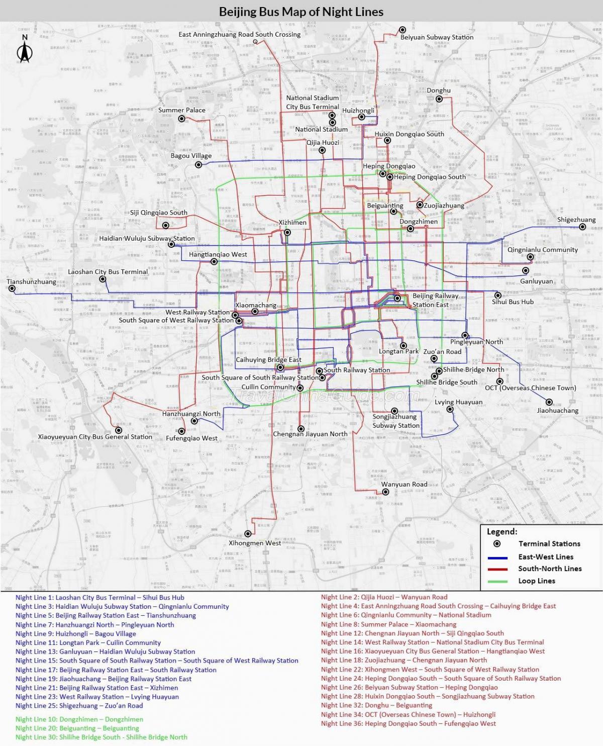 Pequim ônibus mapa de rotas
