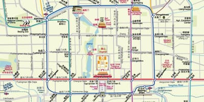 Mapa do metrô de Pequim mapa com as atrações turísticas